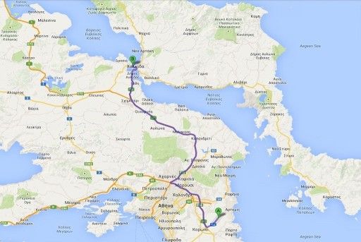 This photo is the route (2) from Eleftherios Venizelos Athens International Airport to Chalkida. Check the text above for details.