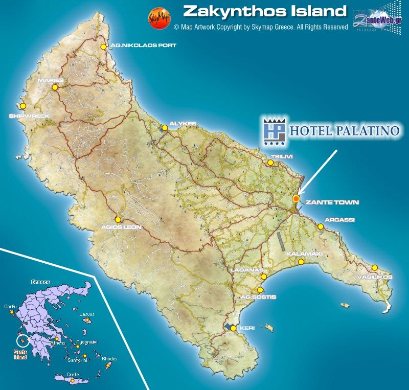 Zakynthos Island Map - Greece