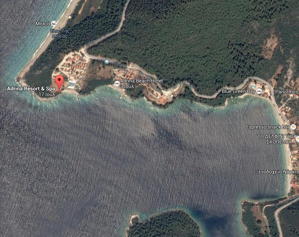Skopelos Hotels, map Adrina Beach & Adrina Resort & Spa