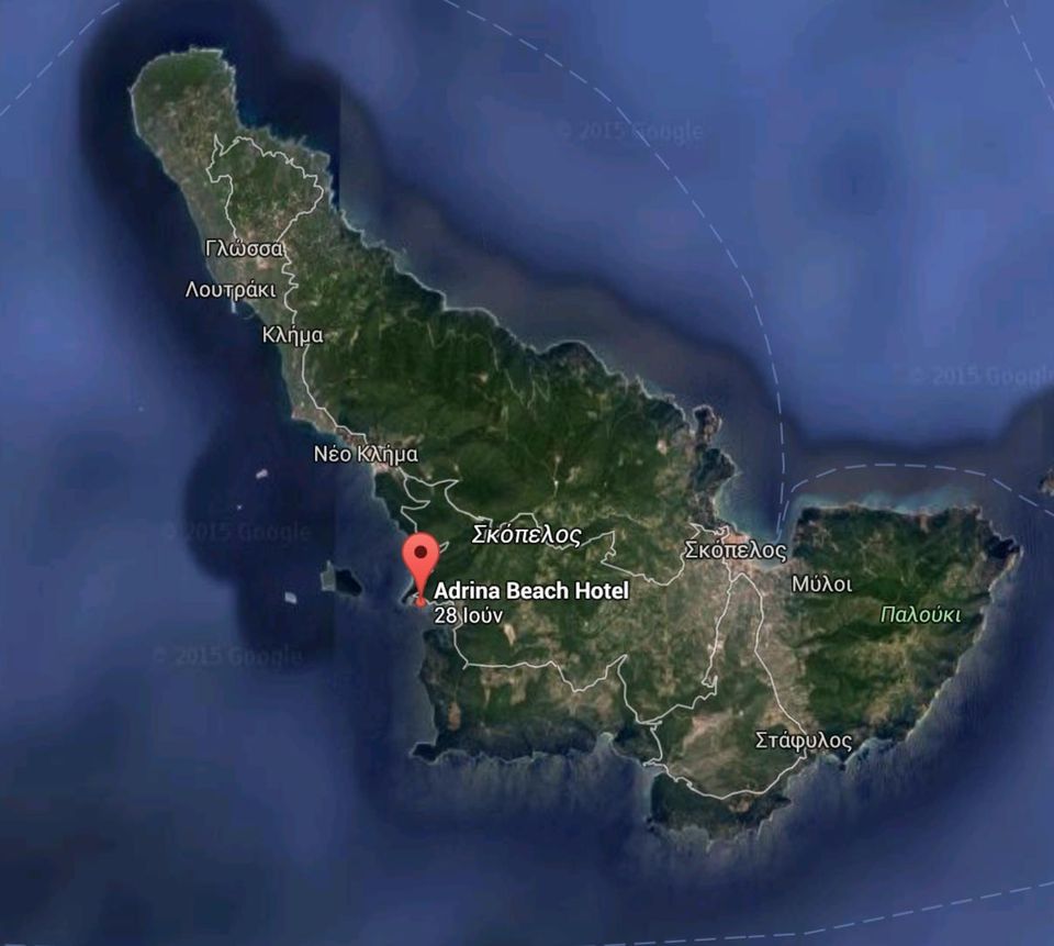 Skopelos Hotels, map Adrina Beach