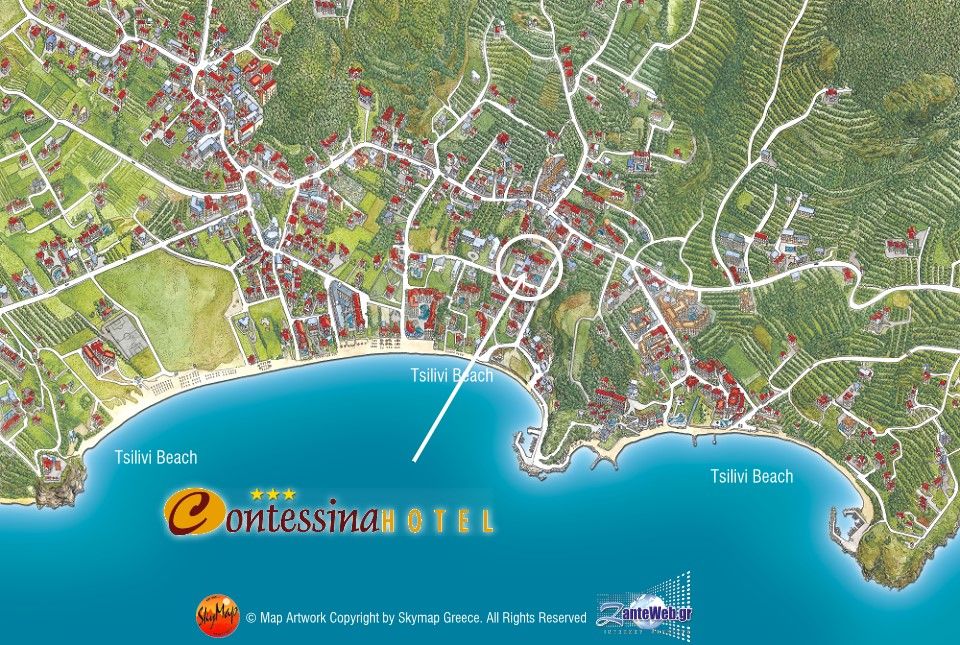 Tsilivi Map - Zakynthos Island Greece