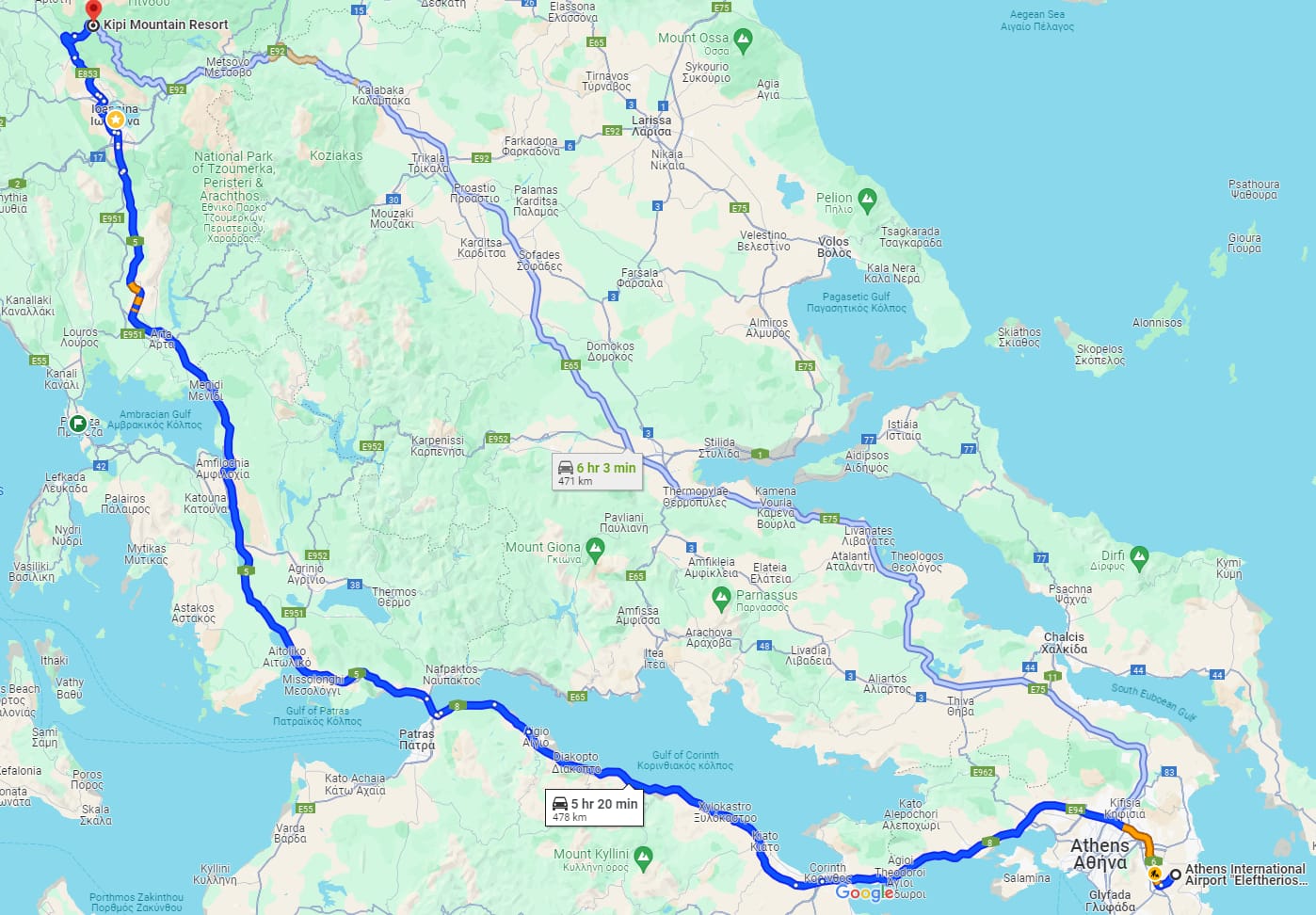 Driving Directions from Athens International Airport