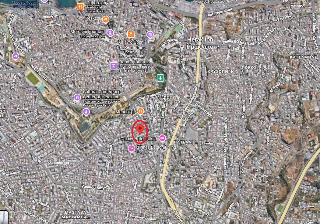 Distance from the city center of Heraklion