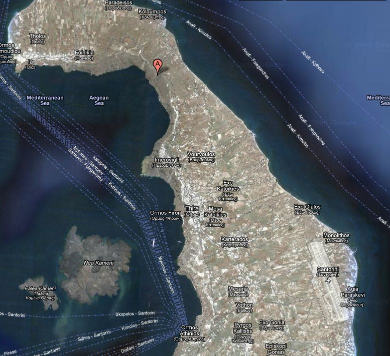 Map of Santorini - Hotel location