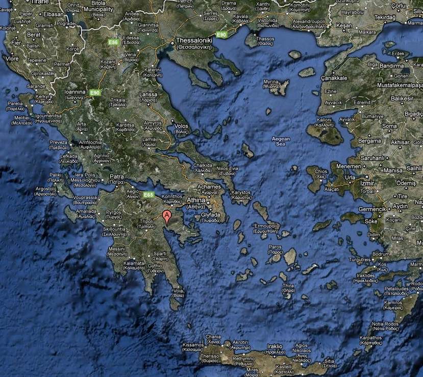 Map of Greece - A: Nauplia (Nafplion)