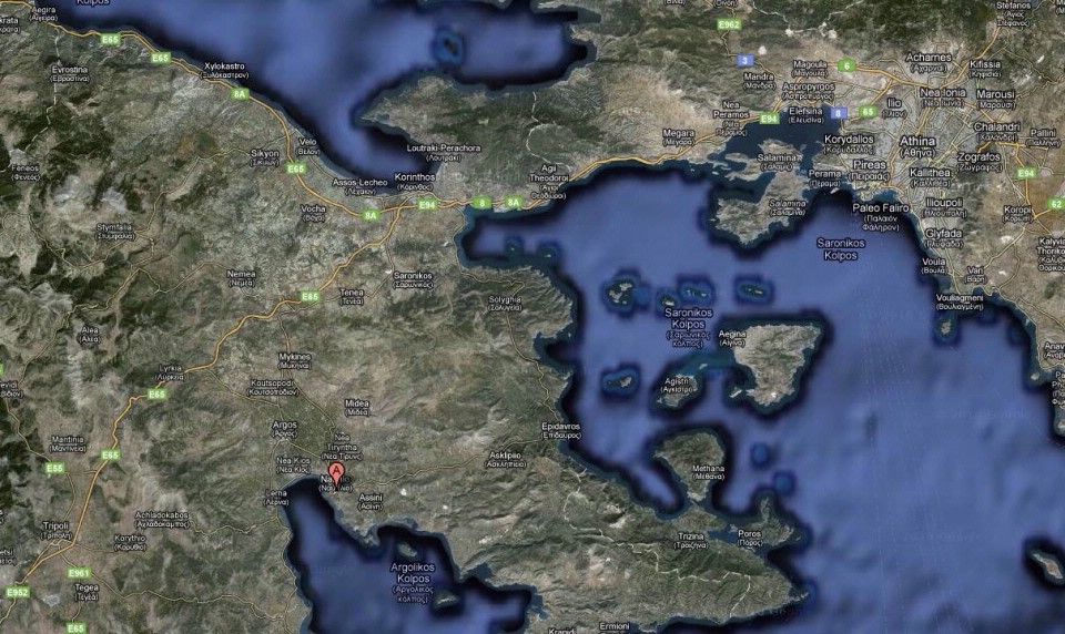 Nauplia (Nafplion) area map