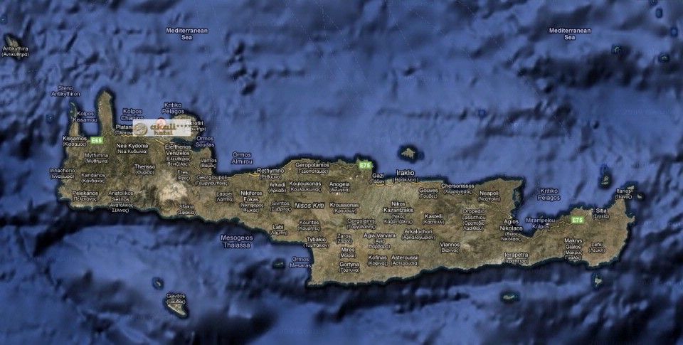 Map of Crete - Akali Hotel (Chania)