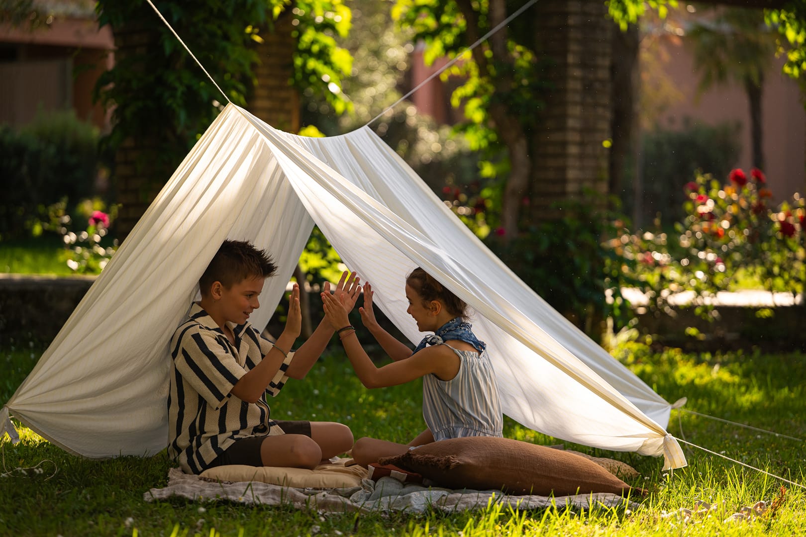 Children playing in a garden tent at Apollo Corfu