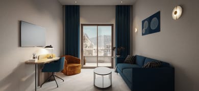 Deluxe King Suite w/ Kitchen & Balcony