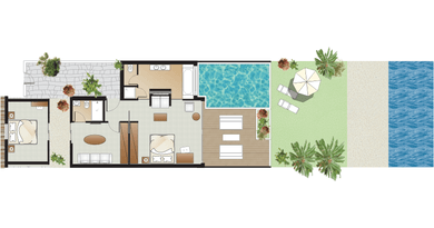 3 Bedroom villa beachfront with private pool