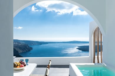 HONEYMOON SUITE - Panoramic Caldera & Volcano Sea View - Private Balcony and Outdoor Tub