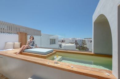 argo cabana suite with steam bath and outdoor heated plunge pool