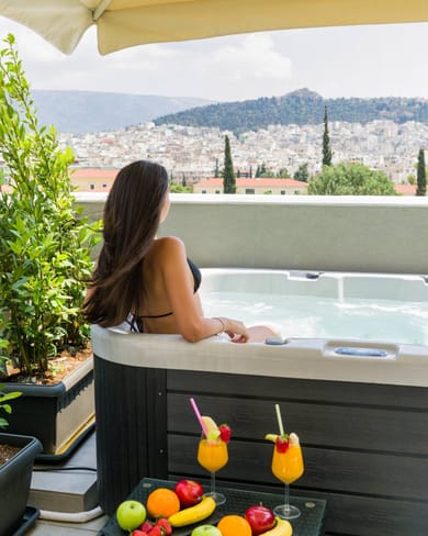 Acropolis Panorama Maisonette with heated outdoor jacuzzi