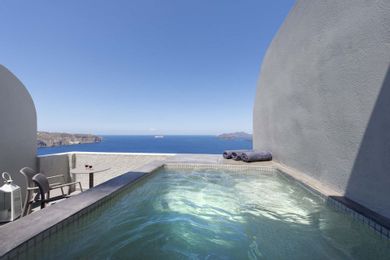 Honeymoon Double Room with Heated Outdoor Whirlpool with Caldera and Sunset View