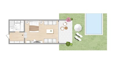Family Bungalow Open Plan Sharing Pool Ground Floor