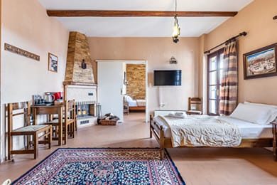 One Bedroom Apartment Fireplace