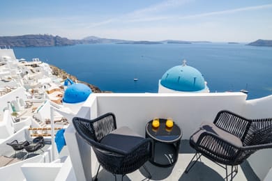 Blue Dome Double Room with Caldera View
