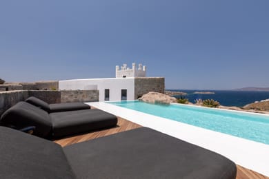 Mykonos Town Black Villa with Cave Heated Pool