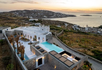Mykonos Town Black Villa with Cave Heated Pool