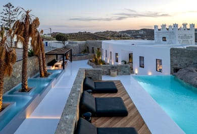 Mykonos Town Black Villa with Cave Heated Pool