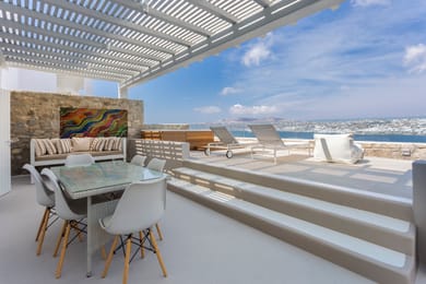 4 Bedroom Maisonette with Sharing Pool & Private Jacuzzi & Sea View | Ornos