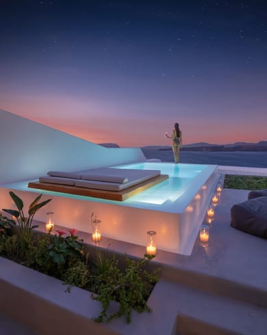 Phōs Signature Suite with Absolute Infinity Heated Pool - Caldera Sea View