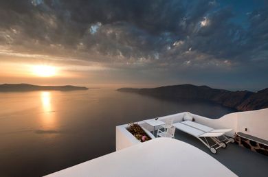 Honeymoon Double Room with Indoor or Outdoor Heated whirlpool with Caldera and Sunset view