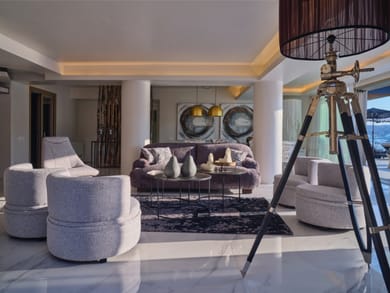 11 BD | Ornos | Villa Aegean View | Private Infinity Pool | Beachfront | Gym | Private Dock