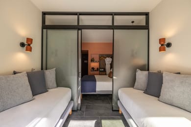 Family Room with bunk beds and sliding door Inland View