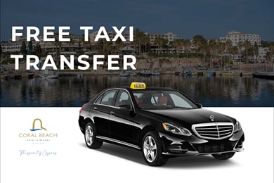 Free Transfer from Paphos Airport for bookings 4 nights or more in one of our suites