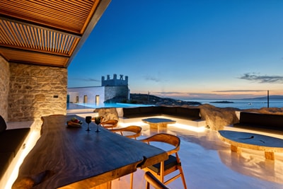 Mykonos Town Black Villa with Cave Heated Pool