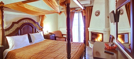 Bridal room with fireplace