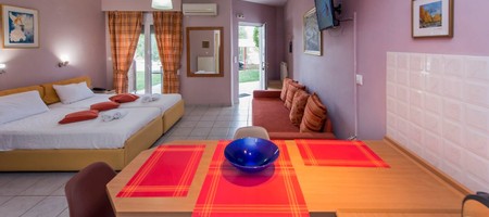 Studio with Garden View (2 Adults & 2 children)
