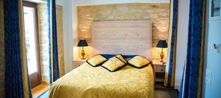 Suite with Pool View and Fireplace