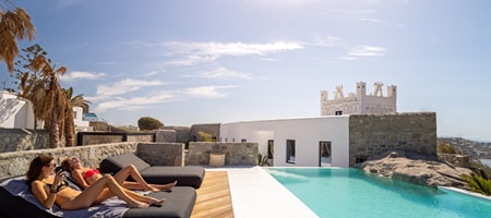Mykonos Town Black Villa with Cave Heated Pool