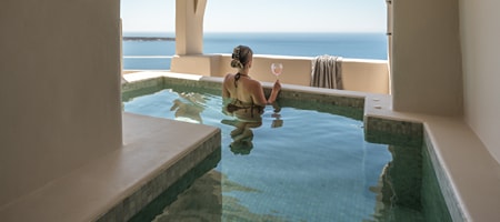 Cave Pool Suite with Outdoor Plunge Pool | Panoramic Sea-Caldera-Bay & Direct Sunset Views