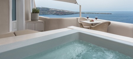 Volcano Junior Suite with Outdoor Jacuzzi | Sea-Caldera & Sunset Views