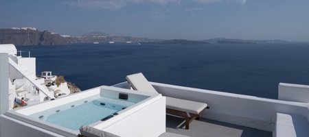 Exclusive Suite with Outdoor Plunge Pool Balcony and Blue Domes View