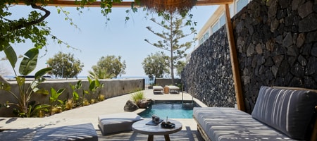 Avramiea Suite | walk out Sea View patio  with Private Heated Pool