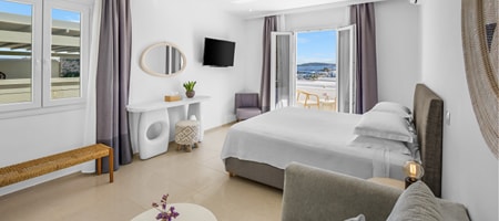 Superior junior suite with balcony panoramic sea view and outdoor jacuzzi
