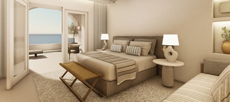 Aegean Beach Front Suite- Suite- 1 King- Non-Private Sofa bed- Sea view- Beach front access