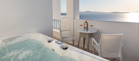 Signature Aegean Room with Outdoor Jetted Tub & Sea View