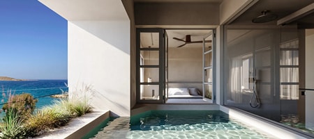 Τwo-Bedroom Signature Suite with Dual Outdoor Hot Tubs & Sea View