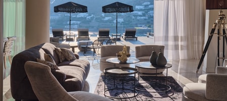 11 BD | Ornos | Villa Aegean View | Private Infinity Pool | Beachfront | Gym | Private Dock