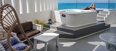 Ethereal Split-Level Suite with Outdoor Jacuzzi – Sea & Mountain View