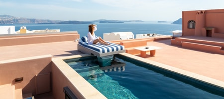 First Floor | Panoramic 2-Bedroom Caldera Residence with Rooftop Oasis - Adults Only